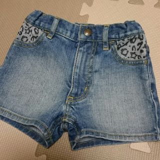 エックスガールステージス(X-girl Stages)の美品 x-girl stages レオパード デニム ショートパンツ ４Ｔ ☆(パンツ/スパッツ)