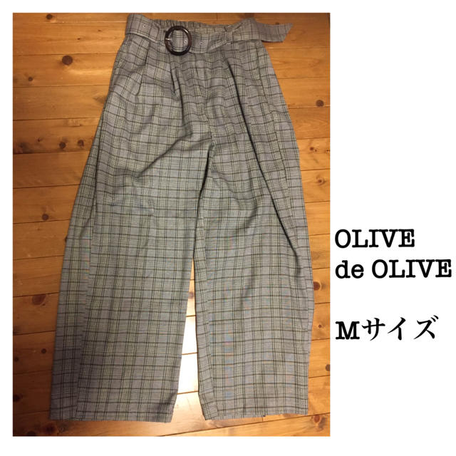 OLIVEdesOLIVE(オリーブデオリーブ)のグレンチェック ワイドパンツ  Mサイズ レディースのパンツ(カジュアルパンツ)の商品写真