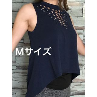 カットワーク タンクトップ ネイビー Mサイズ(ヨガ)