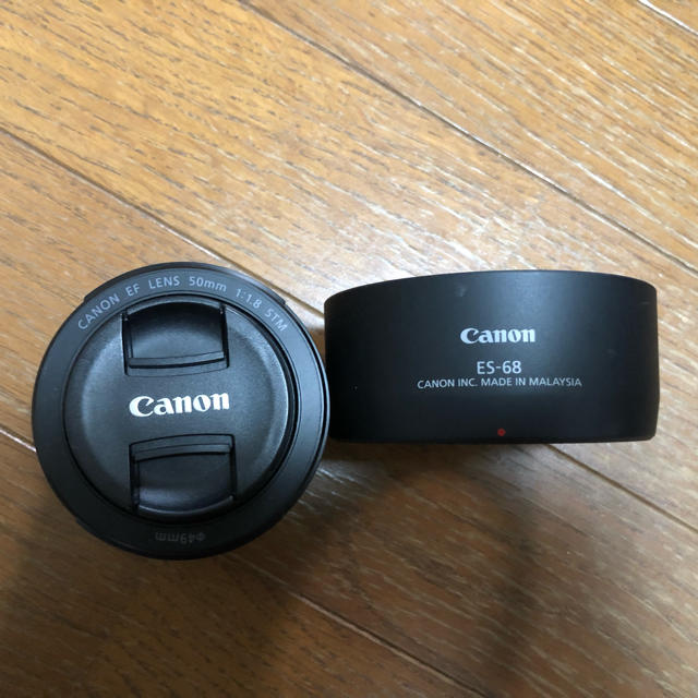 Canon ef50mm f1.8stm フード付きレンズ(単焦点)