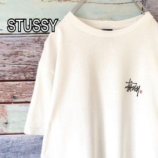 ステューシー(STUSSY)の【美品】ステューシー Mサイズ 定番ロゴ Tシャツ ホワイト 白(Tシャツ/カットソー(半袖/袖なし))