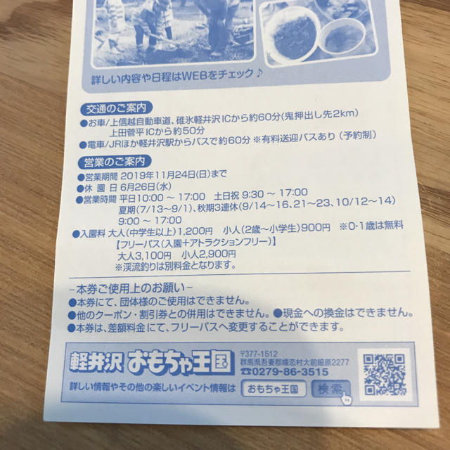 蜜柑様専用  軽井沢おもちゃ王国 入園無料券 チケットの施設利用券(遊園地/テーマパーク)の商品写真