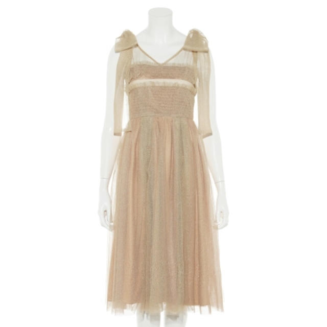 Lily Brown(リリーブラウン)のLily Brown 光沢チュールドレス ゴールド レディースのフォーマル/ドレス(ミディアムドレス)の商品写真