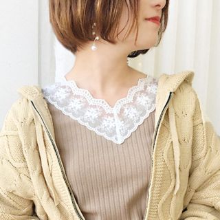 ワンアフターアナザーナイスクラップ(one after another NICE CLAUP)のapres jour 刺繍スカラップレースロングスリーブ(カットソー(長袖/七分))