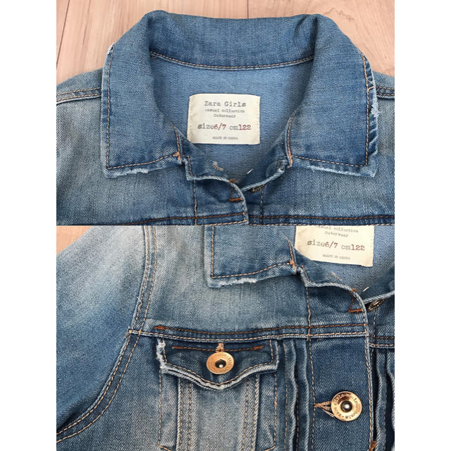 ZARA KIDS(ザラキッズ)の値下げ交渉OK ZaraGirls デニムジャケット キッズ/ベビー/マタニティのキッズ服女の子用(90cm~)(ジャケット/上着)の商品写真