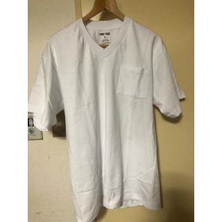 ムジルシリョウヒン(MUJI (無印良品))のプロタグ  アメリカ製 白Tシャツ 半袖  vネック Mサイズ ポケット付き(Tシャツ/カットソー(半袖/袖なし))