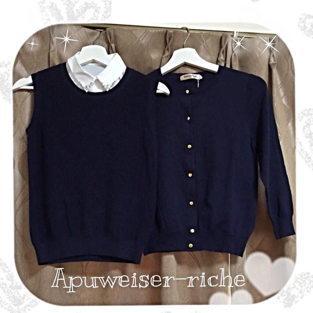 【楽天カード分割】 Apuweiser-riche - 新品♡ビジュー襟つきニットアンサンブル アンサンブル 【楽天カード分割】 Apuweiser-riche - 新品♡ビジュー襟つきニットアンサンブル アンサンブル