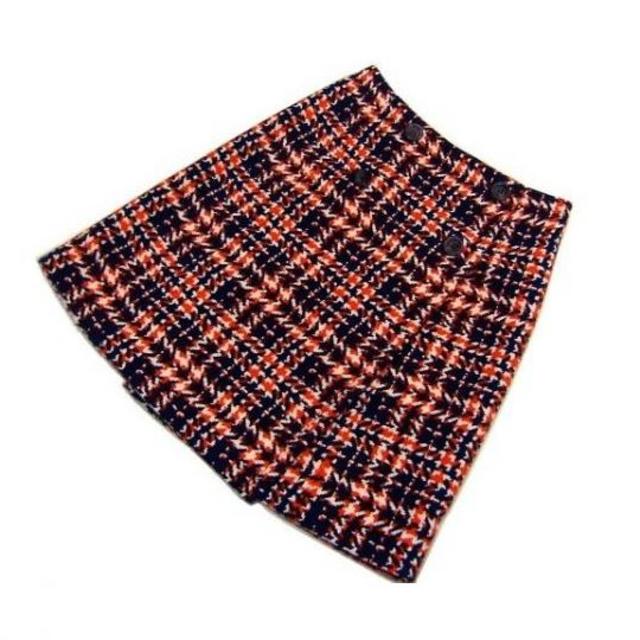 PRADA(プラダ)のプラダ柄物台形スカートオレンジ×ネイビー新品　R56 レディースのスカート(ひざ丈スカート)の商品写真
