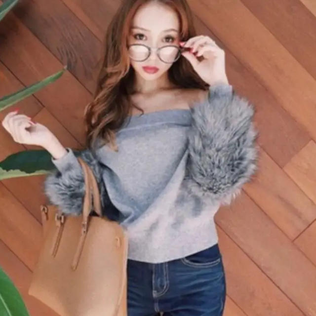 rienda(リエンダ)のrienda♡Faux Fur SLV Knit TOP レディースのトップス(ニット/セーター)の商品写真