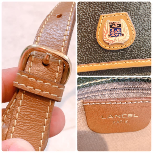 LANCEL(ランセル)の【LANCEL】カーキ×キャメルショルダーバッグ 本レザー 美品 レディースのバッグ(ショルダーバッグ)の商品写真