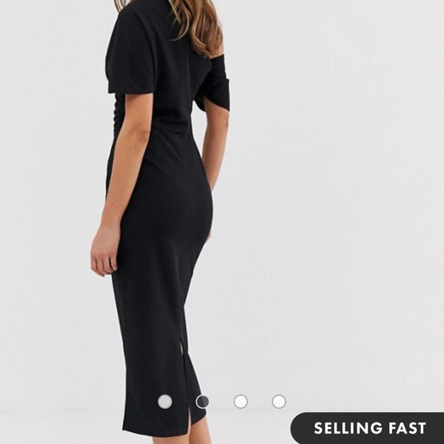 asos(エイソス)のASOSDESIGN pleated shoulder pencil dress レディースのフォーマル/ドレス(ミディアムドレス)の商品写真