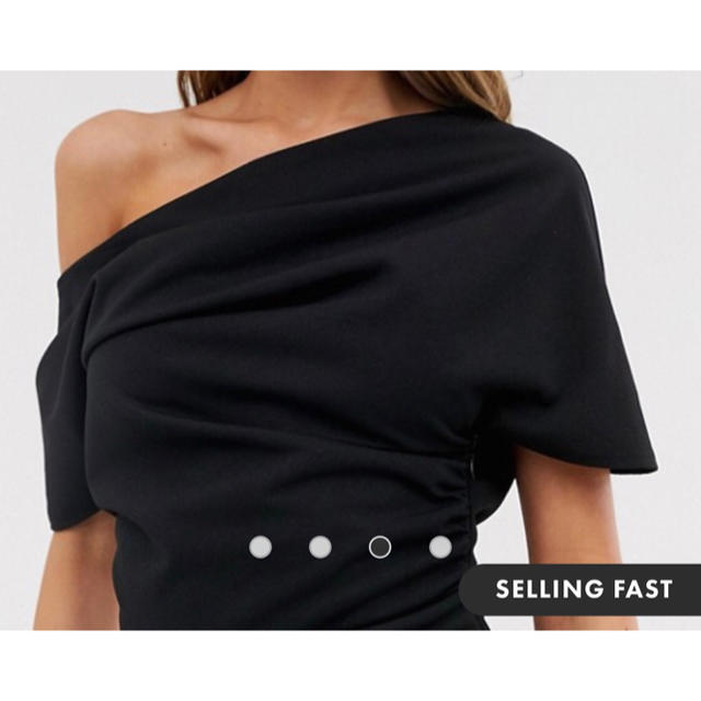 asos(エイソス)のASOSDESIGN pleated shoulder pencil dress レディースのフォーマル/ドレス(ミディアムドレス)の商品写真