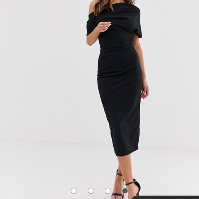 asos(エイソス)のASOSDESIGN pleated shoulder pencil dress レディースのフォーマル/ドレス(ミディアムドレス)の商品写真