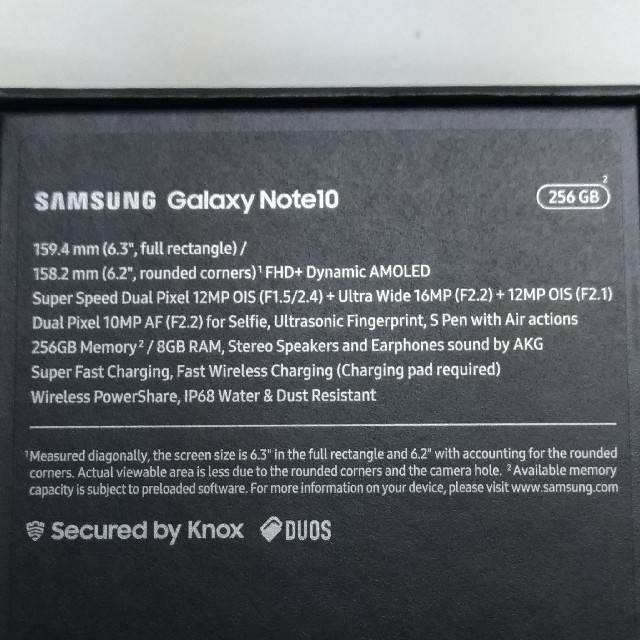 【正規】Samsung Galaxy Note10 SM-N9700
256GB