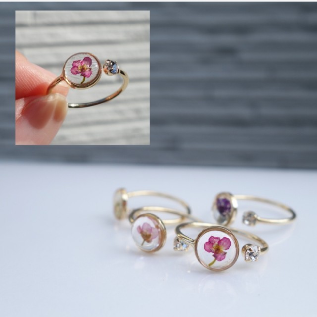 ❤️Flower リング 一輪❤️ 花 フォークリング 押し花 ドライフラワー ハンドメイドのアクセサリー(リング)の商品写真