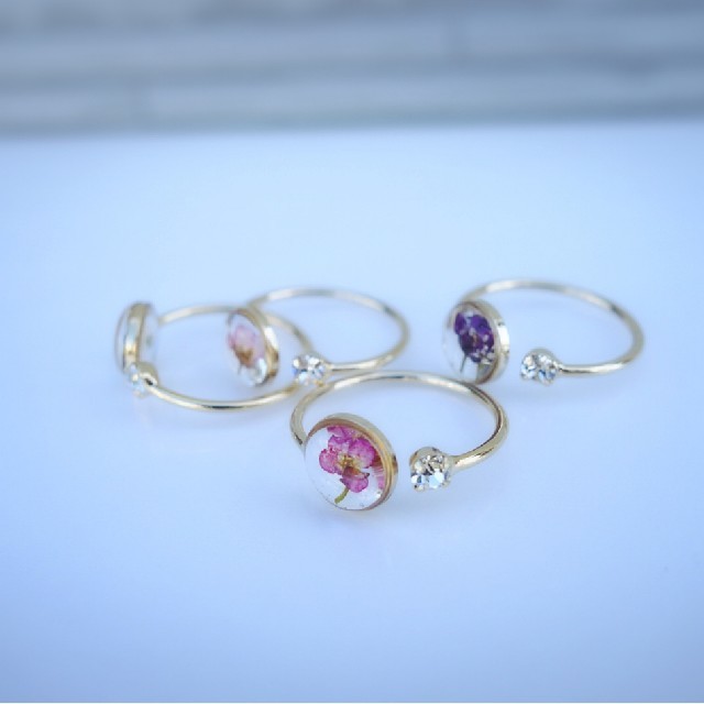 ❤️Flower リング 一輪❤️ 花 フォークリング 押し花 ドライフラワー ハンドメイドのアクセサリー(リング)の商品写真