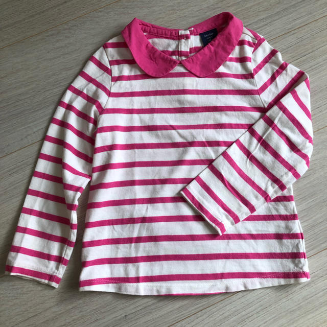 babyGAP(ベビーギャップ)のbabygap 丸襟付き ボーダーロンT キッズ/ベビー/マタニティのキッズ服女の子用(90cm~)(Tシャツ/カットソー)の商品写真