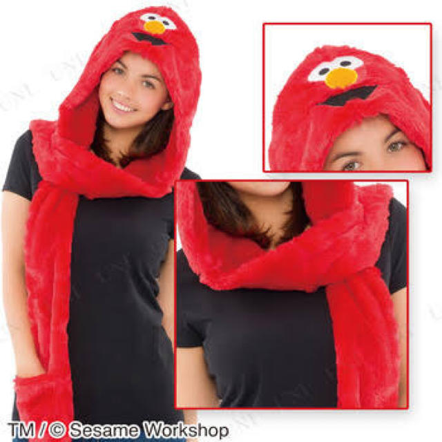 SESAME STREET(セサミストリート)のコスプレ 衣装★セサミ USJに 仮装 エルモ フードマフラー 新品 エンタメ/ホビーのコスプレ(衣装)の商品写真