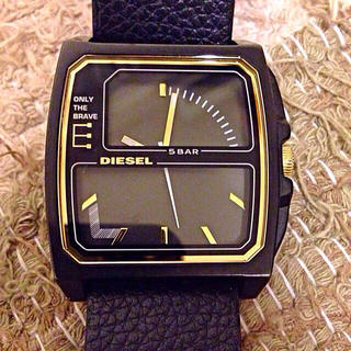 ディーゼル(DIESEL)のDIESEL 黒 レザー 時計(腕時計)