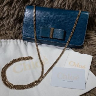 クロエ(Chloe)のChloe クロエ チェーンウォレット ショルダーバッグ 青(ショルダーバッグ)