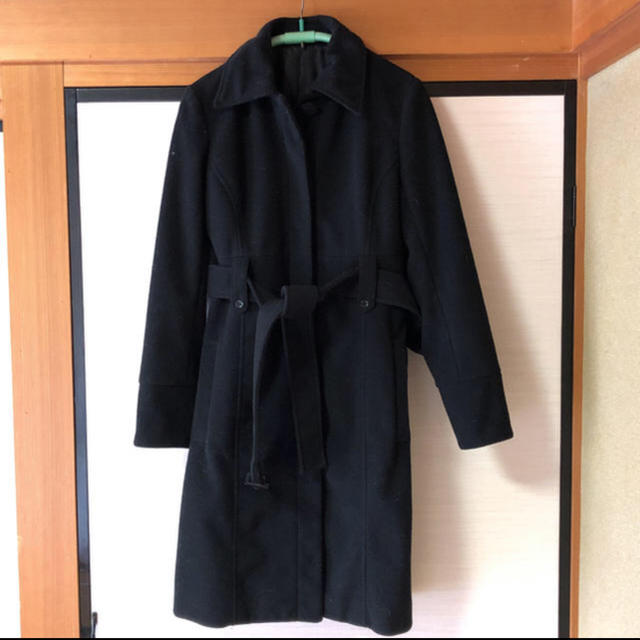 ノーマル膝丈黒コート  レディースのジャケット/アウター(ロングコート)の商品写真