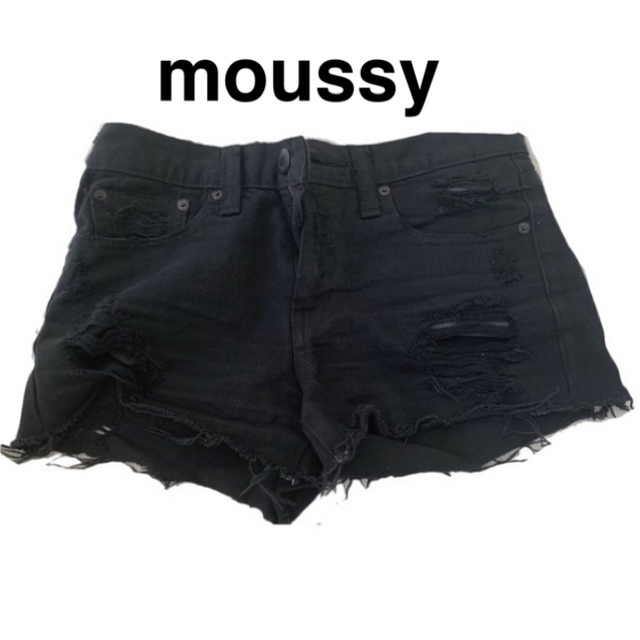 moussy(マウジー)のデニムショートパンツ ブラック レディースのパンツ(ショートパンツ)の商品写真