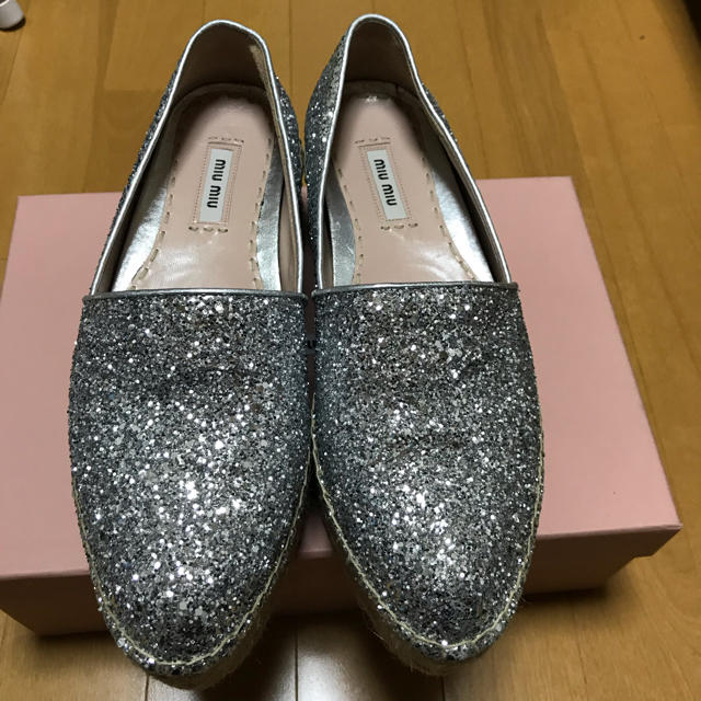 【最終お値下げ　美品】miumiu グリッターラメ厚底エスパドリーユ 38