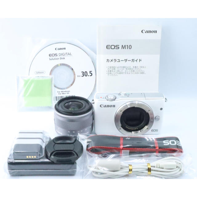 Canon(キヤノン)の極美品❤️Canon EOS M10❤️ホワイト キャノン レンズキット スマホ/家電/カメラのカメラ(ミラーレス一眼)の商品写真