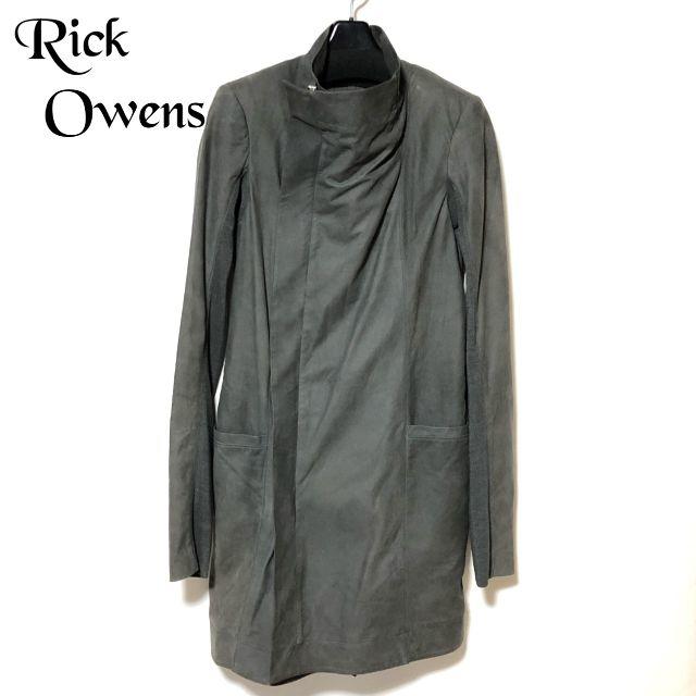 Rick Owens - RICK OWENS リックオウエンス ハイカラーアシンメトリーレザーコートの通販 by sense.homme's