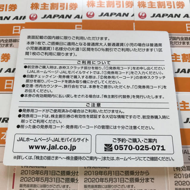 JAL(日本航空)(ジャル(ニホンコウクウ))のJAL 株主割引券❎22枚 チケットの優待券/割引券(その他)の商品写真