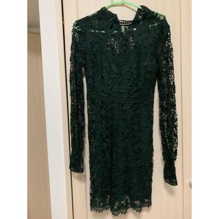 ザラ(ZARA)のZARA ワンピース レース ドレス 緑(ミディアムドレス)