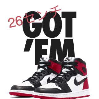 ナイキ(NIKE)のエアジョーダン1 BLACK TOE 26センチ(スニーカー)