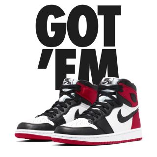 ナイキ(NIKE)のWMNS AIR JORDAN 1 BLACK TOE SATIN(スニーカー)