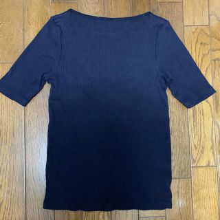 ユニクロ(UNIQLO)のUNIQLO ユニクロ リブボートネックT、5分袖  Tシャツ(Tシャツ(長袖/七分))