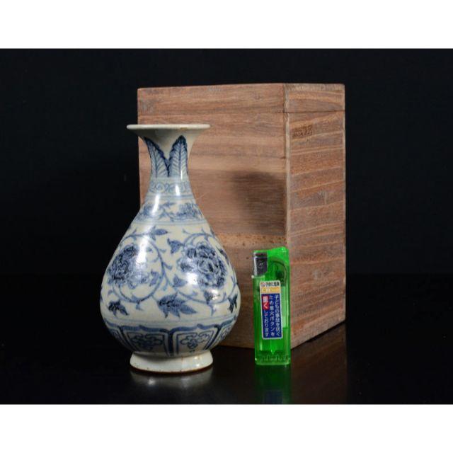 中国　青花纏枝花連卉文瓶　時代箱付　C　R1828