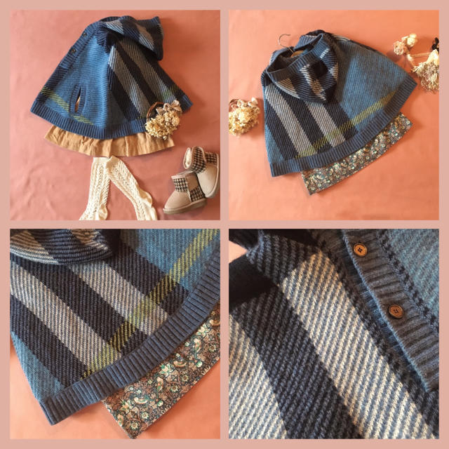 BURBERRY(バーバリー)のBurberry バーバリー チェック ウール100㌫ポンチョ *̩̩̥୨୧˖  キッズ/ベビー/マタニティのキッズ服男の子用(90cm~)(コート)の商品写真