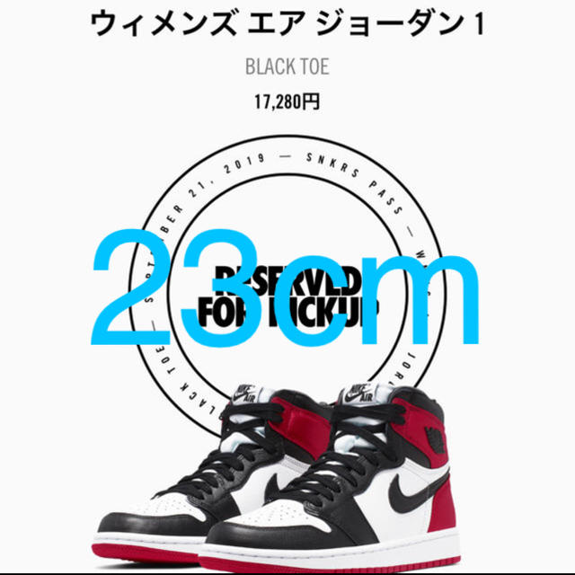 メンズNike Air Jordan 1 Black Toe 23cm つま黒