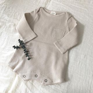 ベビーギャップ(babyGAP)の♡モンべべmonbebe♡ワッフル長袖ロンパース♡3〜6ヶ月新品未使用♡(ロンパース)