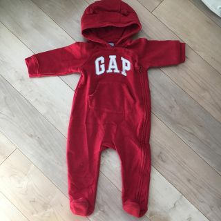 ベビーギャップ(babyGAP)のベビーギャップ ロンパース 裏起毛 レッド(ロンパース)