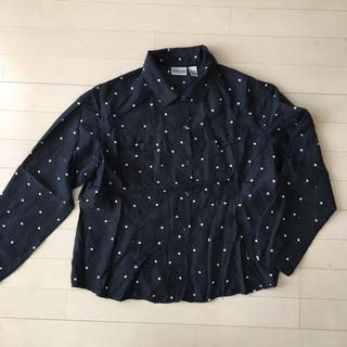 サンタモニカ(Santa Monica)のUSED シルクシャツ ドット柄 ブラック(シャツ/ブラウス(長袖/七分))