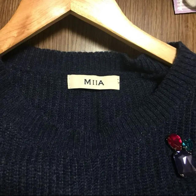MIIA(ミーア)のMIIA 紺ニット ネイビー レディースのトップス(ニット/セーター)の商品写真