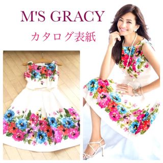 エムズグレイシー(M'S GRACY)のM'S GRACY❀*鮮やかなフラワー✨カタログ掲載人気☆美シルエットワンピース(ひざ丈ワンピース)