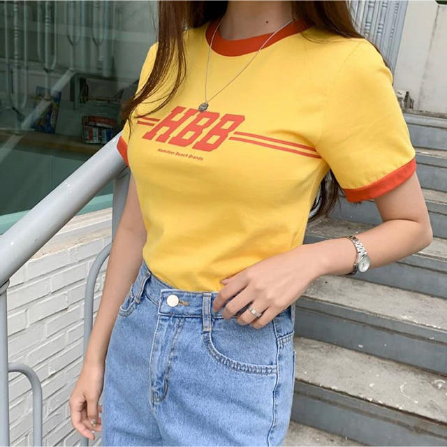 GOGOSING(ゴゴシング)の韓国通販 リンガーTシャツ レディースのトップス(Tシャツ(半袖/袖なし))の商品写真