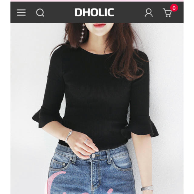 dholic(ディーホリック)の黒 ニット レディースのトップス(ニット/セーター)の商品写真