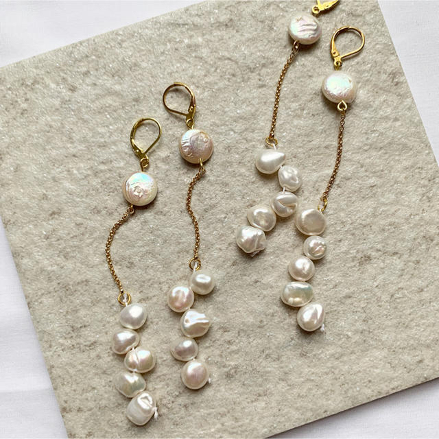 fresh water pearl___chain ハンドメイドのアクセサリー(ピアス)の商品写真