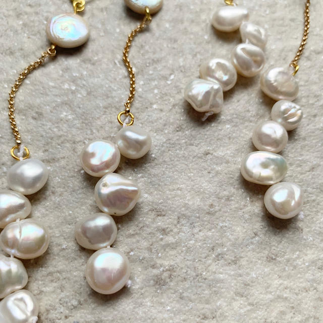 fresh water pearl___chain ハンドメイドのアクセサリー(ピアス)の商品写真