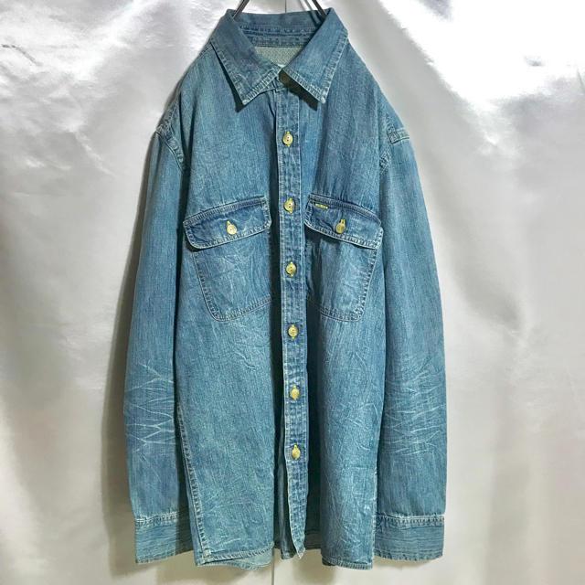 GAP(ギャップ)のレア OLD GAP シャツ デニムシャツ ヴィンテージ クラッシュデニムシャツ メンズのトップス(シャツ)の商品写真