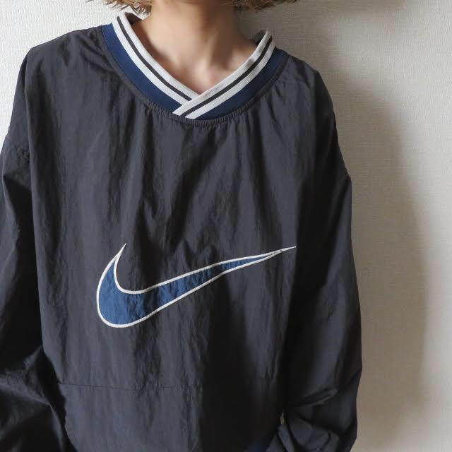 90s nike ナイキ ナイロン 刺繍 ジャケット プルオーバー