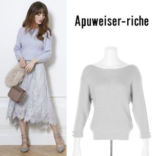 アプワイザーリッシェ(Apuweiser-riche)の美品＊Apuweiser-riche オフショルワイドリブゆるニット 宮田聡子(ニット/セーター)