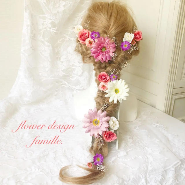 新作♡ラプンツェルヘッドドレス ピンク系ガーベラ・ヘアパーツ 新作♡ラプンツェルヘッドドレス ピンク系ガーベラ・ヘアパーツ